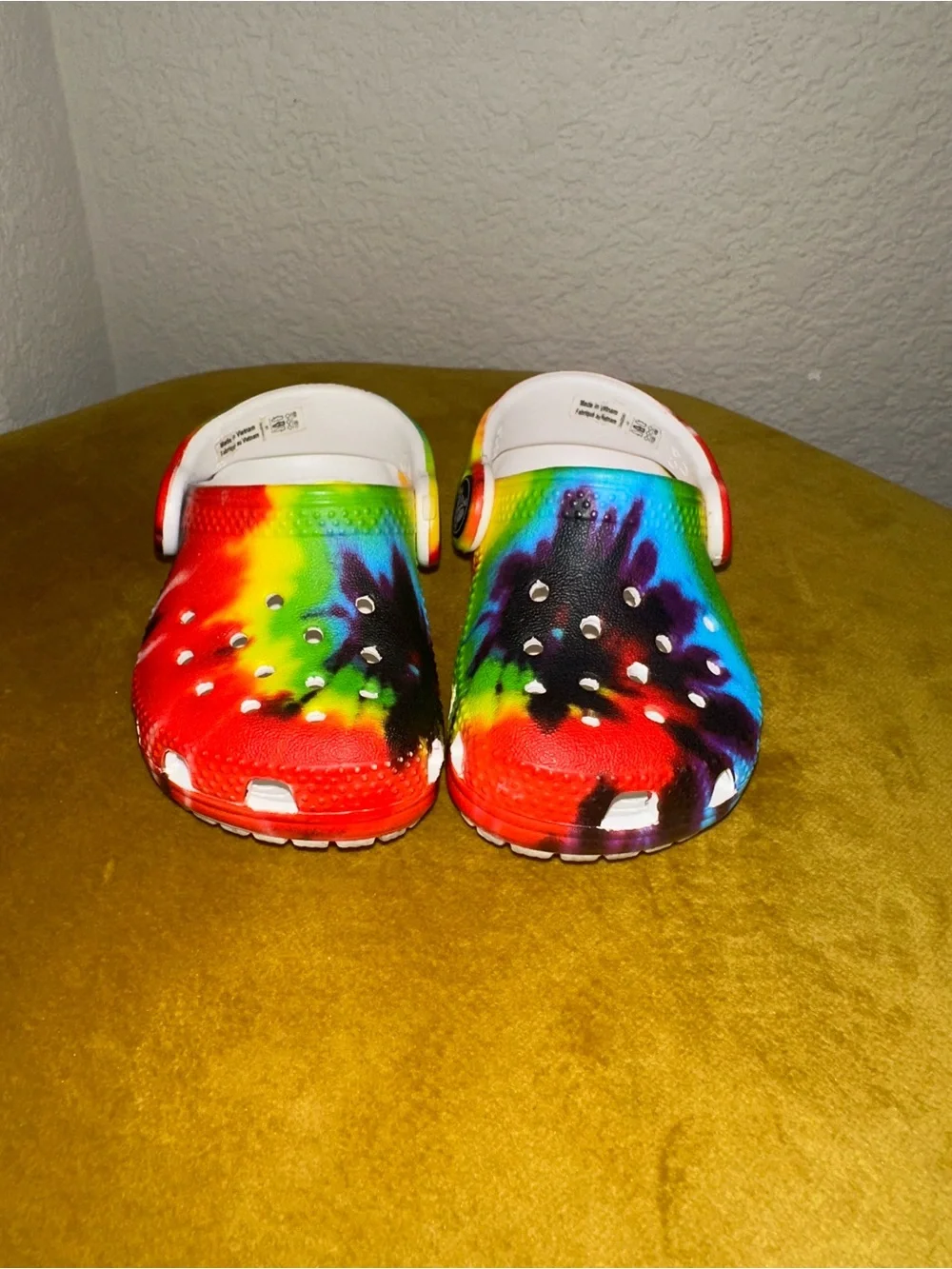 CROCS Kids Tie-Dye Clogs in Rainbow Colors